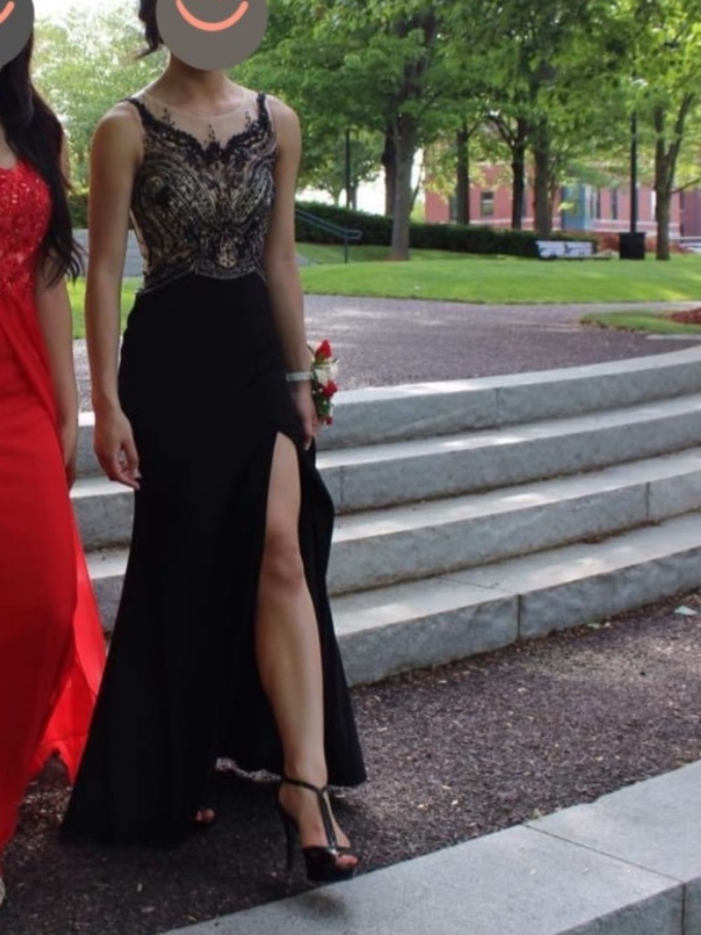 Black Sparkly Prom Dress with Front Slit by Morilee Madeline Gardner